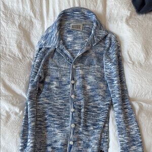 Blue and White Button-Up Shirt